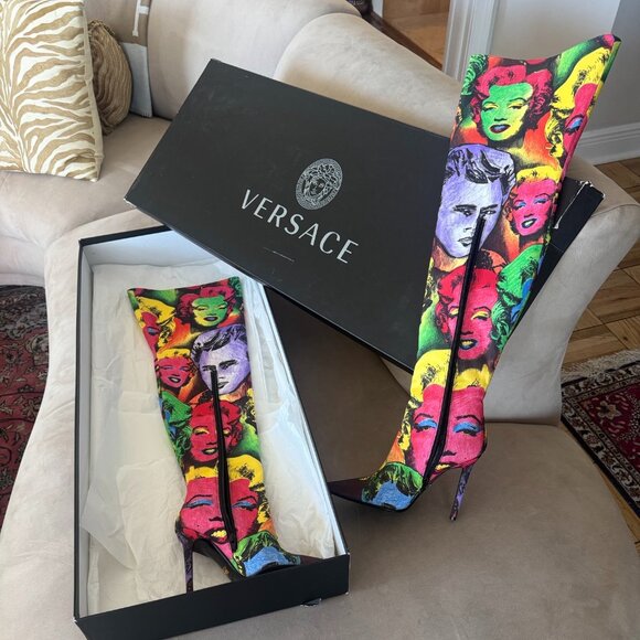 VERSACE Tribute 1990 Marilyn Monroe James Dean pop boots  Size 38 - Picture 5 of 5